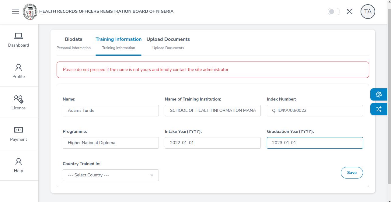 training-info